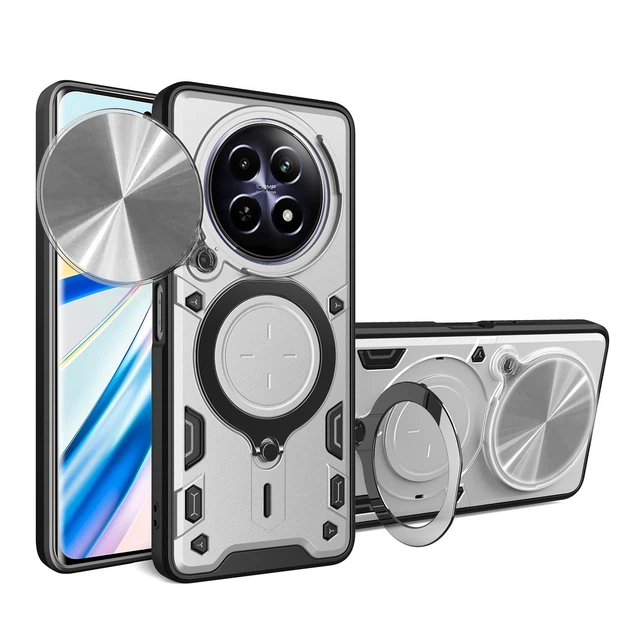 Чехол Magnetic Shield для Realme 13 Plus 5G / RMX5000 бампер противоударный с подставкой кольцом Silver - Фото 1 Чехол Magnetic Shield для Realme 13 Plus 5G / RMX5000 бампер противоударный с подставкой кольцом Silver - изображение 1