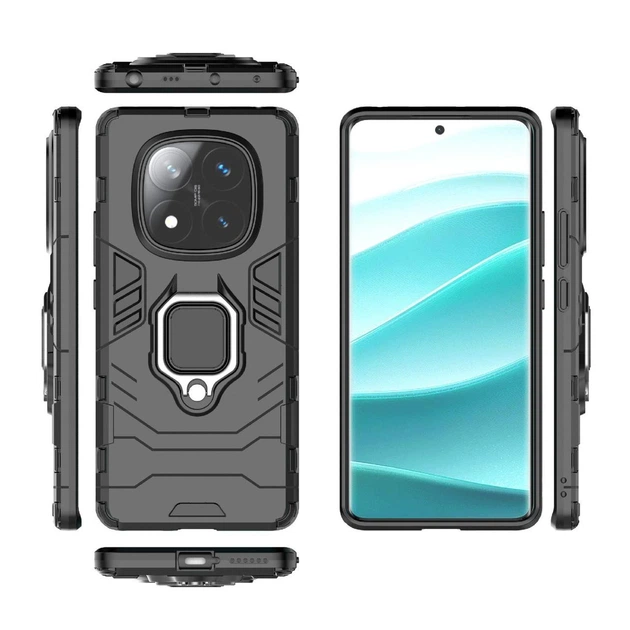 Чехол Iron Ring для Xiaomi Redmi Note 14 Pro 4G бампер противоударный с подставкой кольцом Black - изображение 4