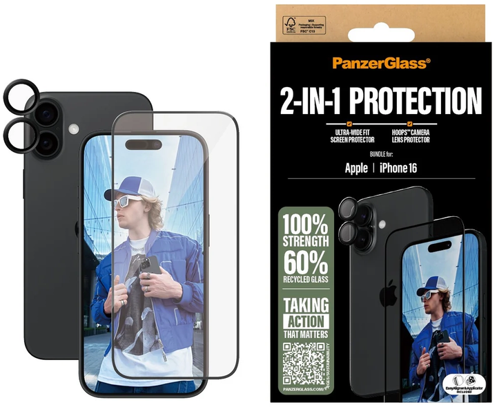 Комплект Скло + скло для камери CARE by PanzerGlass 2-in-1 для iPhone 16 Transparent (5715685005763) - зображення 4