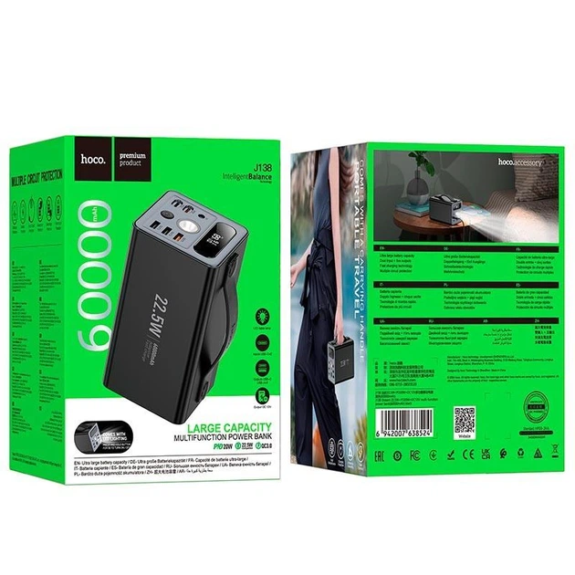 Повербанк Hoco J138 Distant 60000mAh 22.5W+PD20W+DC12V DC/3xUSBA