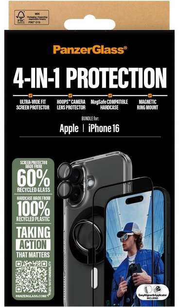 Комплект панель + скло CARE by PanzerGlass 4-in-1 Protection для iPhone 16 Transparent (5715685003493) - зображення 6