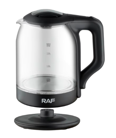 Електрочайник RAF R7839 скляний з LED підсвіткою 2L 2000W Чорний - зображення 3