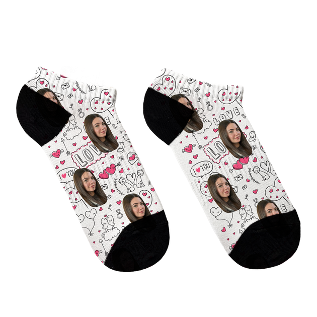 Шкарпетки Ponty Shop короткі з фото «I Love You» розмір 36-40 Білі - Фото 1 Шкарпетки Ponty Shop короткі з фото «I Love You» розмір 36-40 Білі - изображение 1