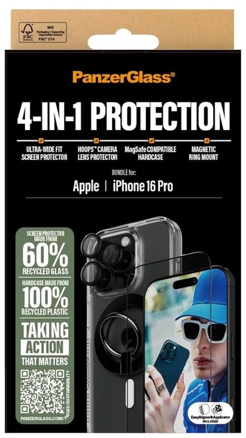 Zestaw panel + szkło CARE by PanzerGlass 4-in-1 Protection dla iPhone 16 Pro Transparent (5715685003509) - obraz 6
