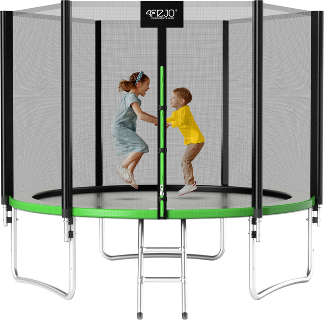 Батут із зовнішньою сіткою 4FIZJO Classic 10FT 312 см Black/Green (P-5907739314130) - зображення 1