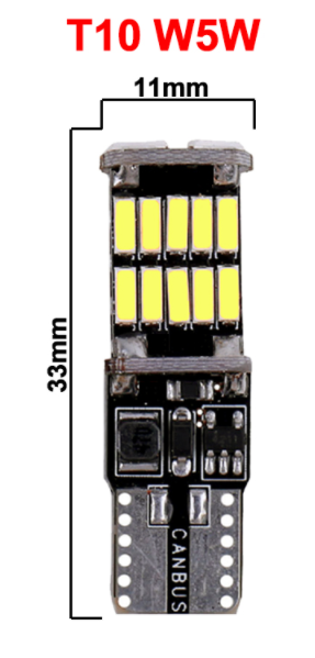 Світлодіодна лампа LED T10/W5W 4014 26 SMD CANBUS жовтий - зображення 2