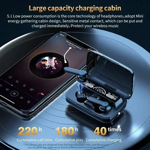 Бездротова bluetooth-гарнітура M19 із зарядним відсіком дисплеєм - зображення 5