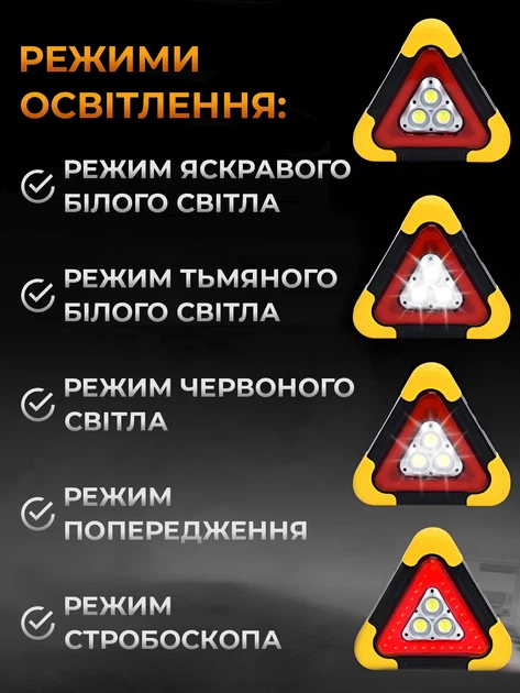 Знак аварийной остановки светодиодный аварийный фонарь 3в1 PowerBank 2000 mAh аккумуляторный LED фонарик с солнечной зарядкой и повербанк для зарядки телефона и устройств автомобильный аксессуар для ремонта кемпинга и аварийных ситуаций - изображение 7