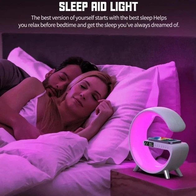Настільний нічник із бездротовою зарядкою RGB Happy Light Smart Light Sound Machine 24 см (520) - зображення 3