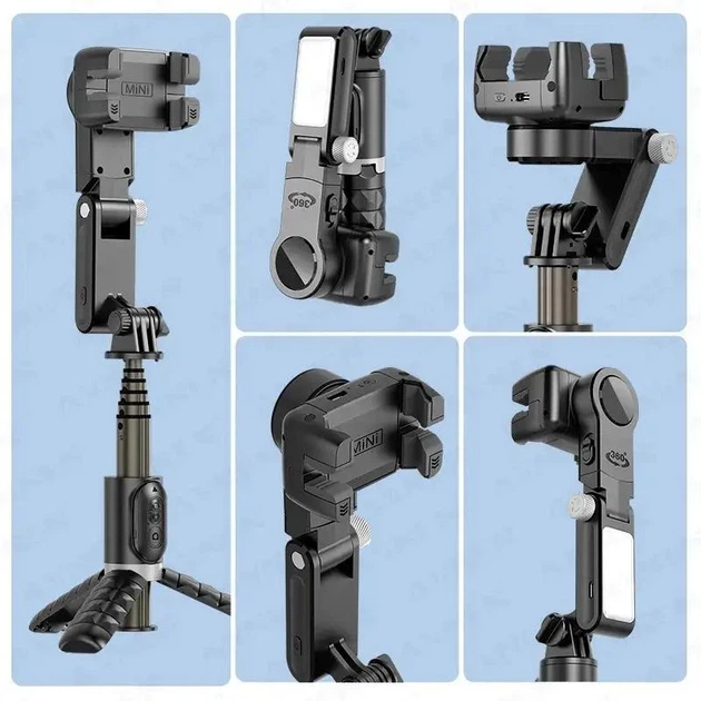 Штатив стабілізатор Gimbal Q18 360 , селфі палиця зі стабілізатором для телефону LED освітлення монопод чорний (508) - Фото 4 Штатив стабілізатор Gimbal Q18 360 , селфі палиця зі стабілізатором для телефону LED освітлення монопод чорний (508) - зображення 4