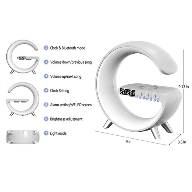 Настільний нічник із бездротовою зарядкою RGB Happy Light Smart Light Sound Machine 24 см (520) - зображення 6