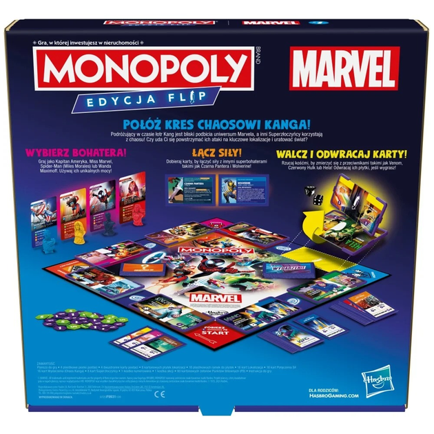 Gra planszowa Hasbro Monopoly Flip Marvel (wersja polska) F9931 (5010996226242) - obraz 12