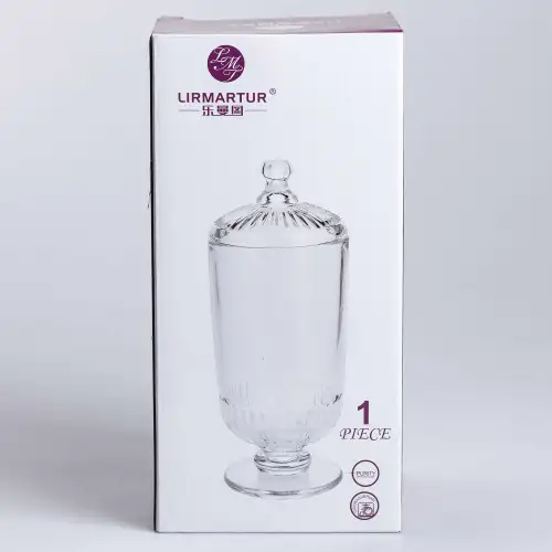 Цукерниця скляна на ножці з кришкою, коричневий(HP-YH-17)(WB) - Фото 4 Цукерниця скляна на ножці з кришкою, коричневий(HP-YH-17)(WB) - изображение 4