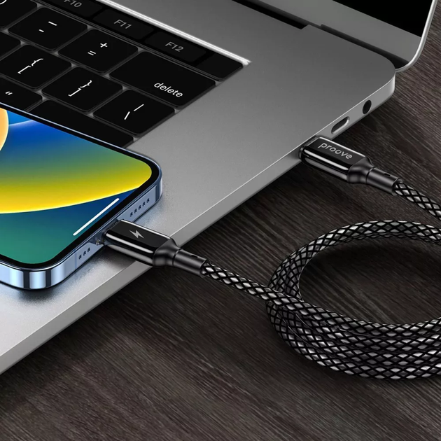 Кабель Proove Dense Metal Type-C to Lightning 27W 1m, Black - зображення 5