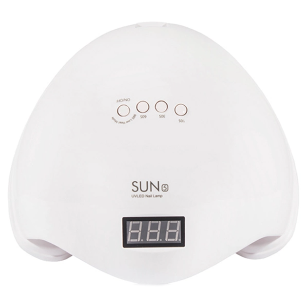 УФ лампа для ногтей и маникюра Sun 5 UV/LED White 48 Вт настольная для сушки гель-лаков и гелей с таймером питанием от сети 220В со съемным дном + ЖК дисплей - изображение 10