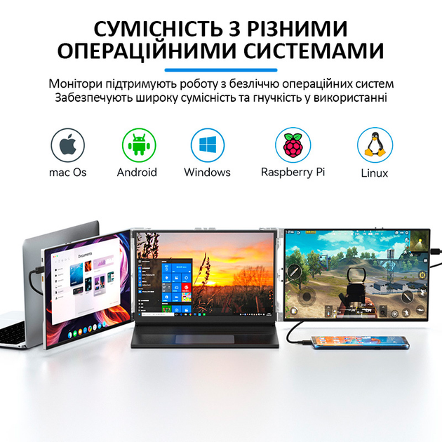 Монитор портативный W16FPC 16 дюймов с двойным дисплеем для ноутбуков / IPS / 1920x1200 / Type-C / HDMI - изображение 2
