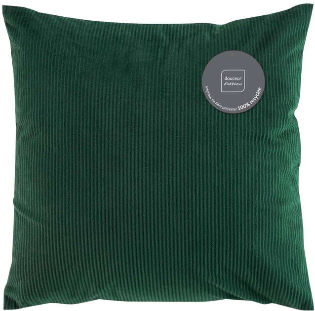 Poduszka ozdobna Douceur d'interieur Sztruks 40 x 40 cm Ciemno-zielona (3574386114554) - obraz 3