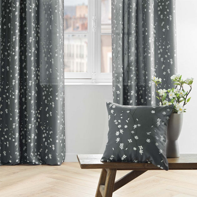 Декоративна подушка Douceur d'interieur Sakura 45 x 45 см Сіра (3574386120074) - зображення 3