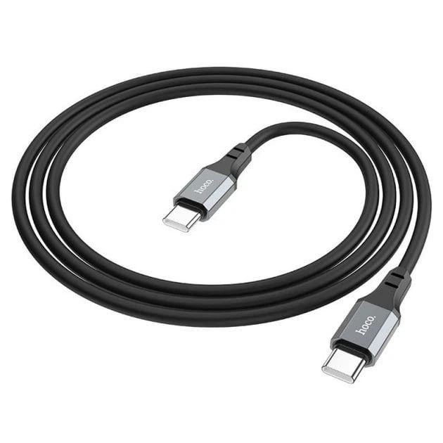 USB кабель HOCO X86 Type-C/Type-C silicone cable 60W (1 м), Чорного кольору - зображення 3