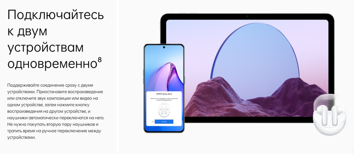 Навушники OPPO Enco Air3 TWS Bluetooth 5.3 бездротові вкладиші з шумопоглинанням кабель зарядки в ПОДАРУНОК Misty Purple - зображення 8