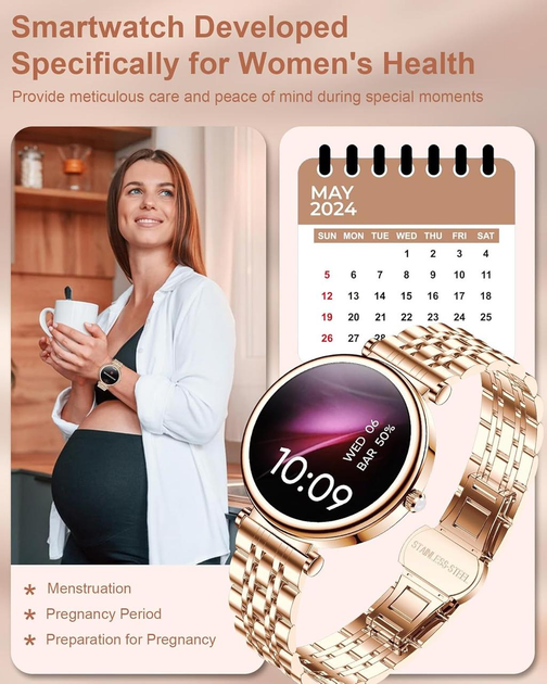 Смарт-часы Rollstimi Smart Watch с давлением, пульсом, кислородом, звонками для Android и iPhone, металл, 2 ре - изображение 4