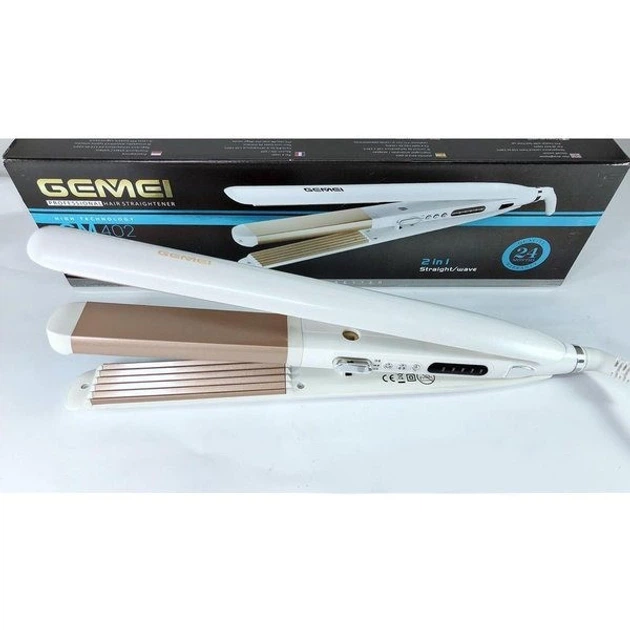 Утюжок выпрямитель для волос с гофре 2в1 Gemei GM-402 Pro Белый - изображение 7