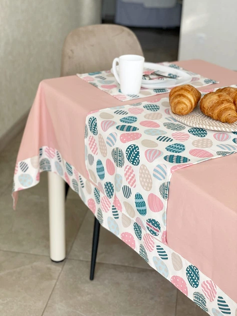 Скатерть водоотталкивающая с бортиком Delux Textil Розовые яички 230 х 170 см 367933 (368191) - Фото 3 Скатерть водоотталкивающая с бортиком Delux Textil Розовые яички 230 х 170 см 367933 (368191) - изображение 3