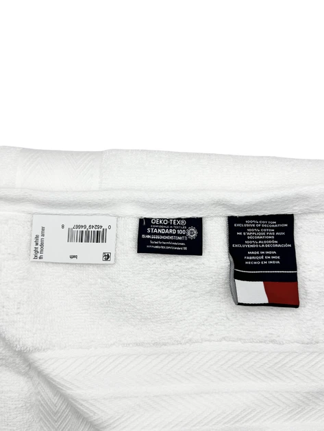 Полотенце махровое 76*138 см Tommy Hilfiger Modern American Банное Белое - Фото 4 Полотенце махровое 76*138 см Tommy Hilfiger Modern American Банное Белое - изображение 4
