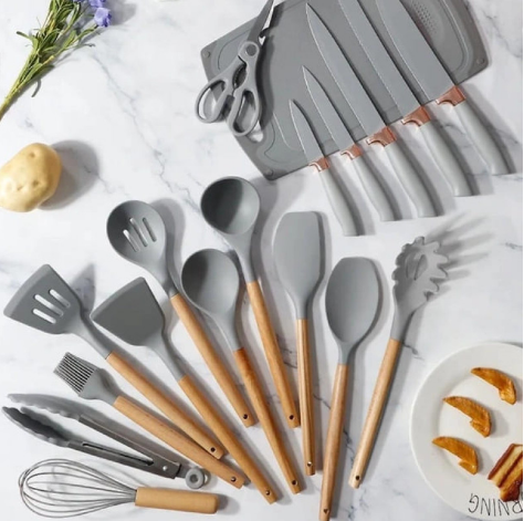 Кухонний набір 19в1 Kitchen Set СІРИЙ - зображення 4