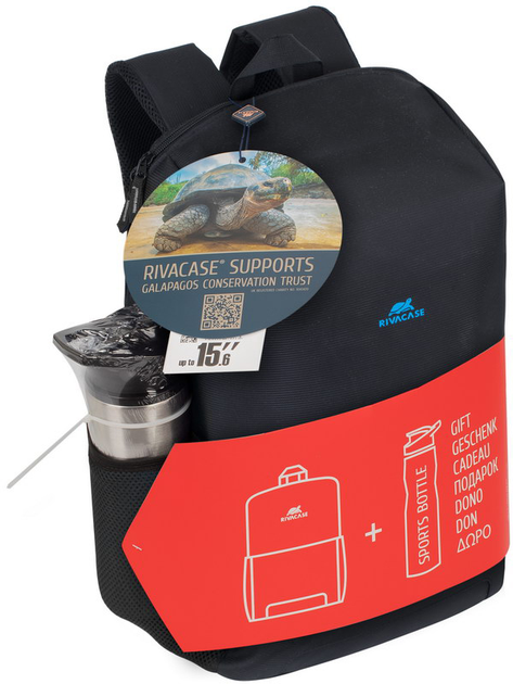 Plecak na laptopa RIVACASE Regent 8068 15.6" Black + butelka sportowa 750 ml (RC8068_BK) - obraz 5