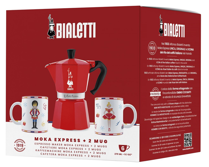 Kawiarka Bialetti Nutcracker Moka Express 6tz + 2 kubki 300 ml (8006363074384) - obraz 3