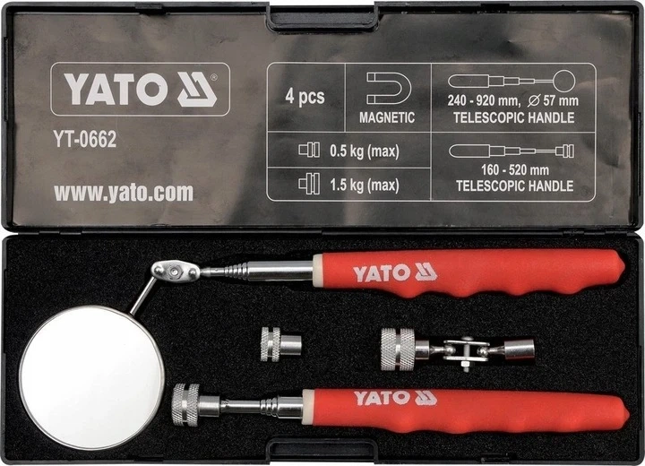 Набор проверочный смотровой YATO зеркало держатель магнит телескоп YT-0662 - Фото 5 Набор проверочный смотровой YATO зеркало держатель магнит телескоп YT-0662 - изображение 5