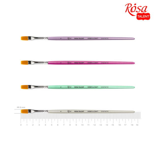 Кисть синтетика Rosa Hobby&Craft плоская №4 короткая ручка (H&C0F04) - изображение 2