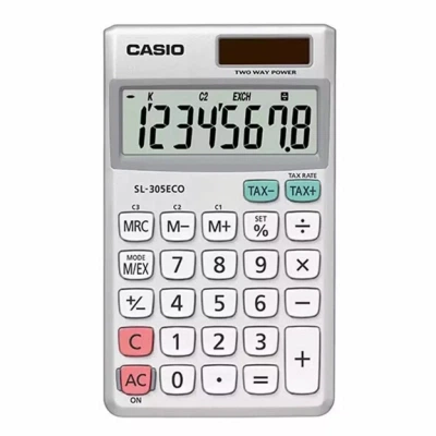 Калькулятор Casio SL-305ECO-W-EP, сріблястий (CALC-CAS-SL-305ECO-W) - Фото 1 Калькулятор Casio SL-305ECO-W-EP, сріблястий (CALC-CAS-SL-305ECO-W) - зображення 1