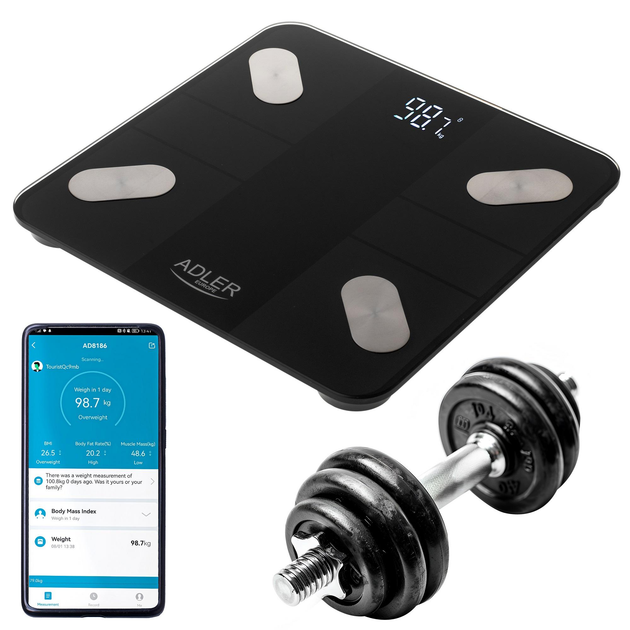 Весы напольные аналитические Adler AD 8186 Black - Smart - приложение Tuya - изображение 3