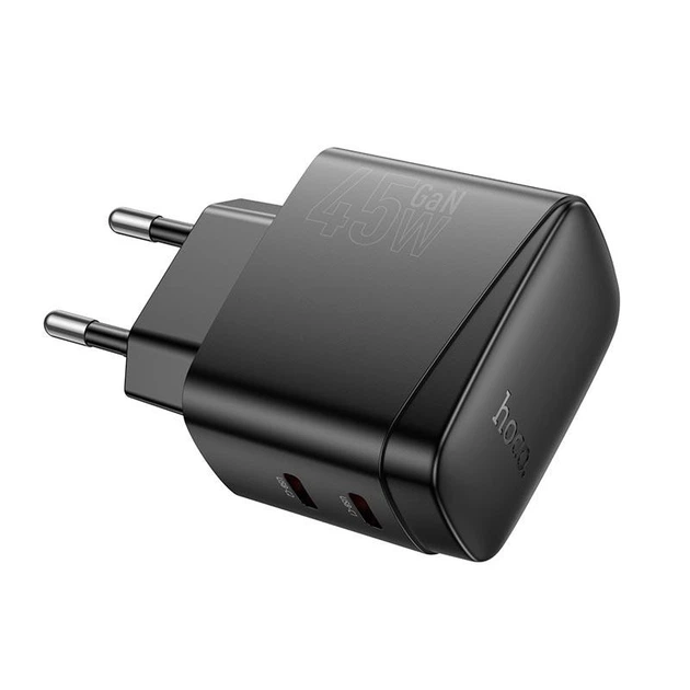 Сетевое зарядное устройство Hoco CS62A (два порта Type-C, мощность 45W, 3.0A, быстрая зарядка) - Черный - изображение 5