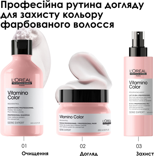 Професійний багатофункціональний спрей-догляд L'Oreal Professionnel Serie Expert Vitamino Color для всіх типів фарбованого волосся 190 мл (3474636974368) - зображення 4