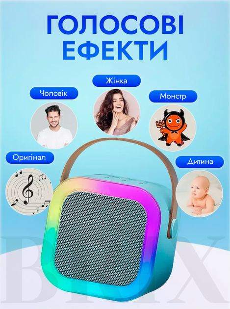 Беспроводная портативная Bluetooth колонка с двумя микрофонами и сабвуфером Синяя - изображение 3