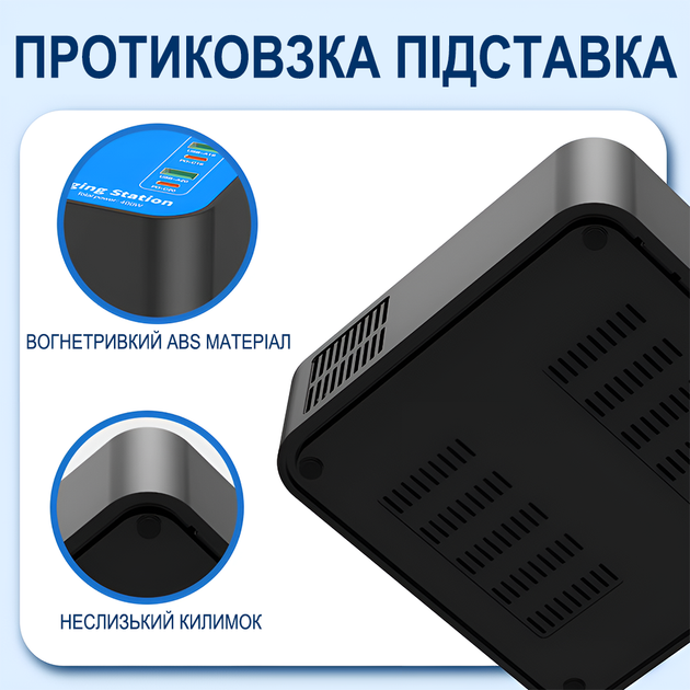 Многопортовое зарядное устройство на 40 портов Addap WLX880A, USB QC+Type-C PD | зарядная док станция на 400Вт, 60А, голубая - изображение 7