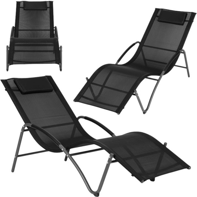 Leżak ogrodowy ModernHome by Multistore czarny (LG033 GREY-BLACK) - obraz 3
