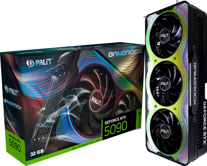Відеокарта Palit PCI-Ex GeForce RTX 5090 GameRock 32GB GDDR7 (512bit) (2407/28000) (HDMI, 3 x DisplayPort) (NE75090019R5-GB2020G) - зображення 9