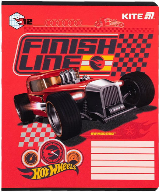 Набір шкільних зошитів Kite Hot Wheels 12 аркушів у клітинку 25 шт (HW25-232-1) - зображення 12