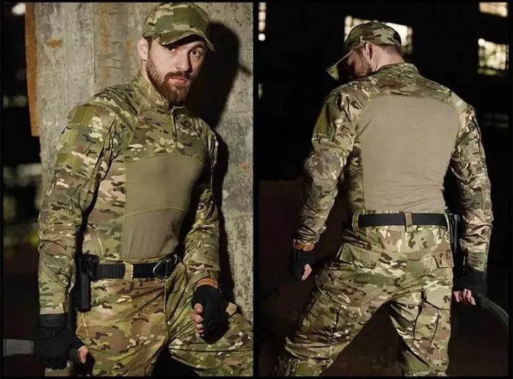 Тактична військова форма літня multicam мультикам бойовий костюм тактичний одяг ЗСУ з наколінниками + ремінь XL - зображення 6