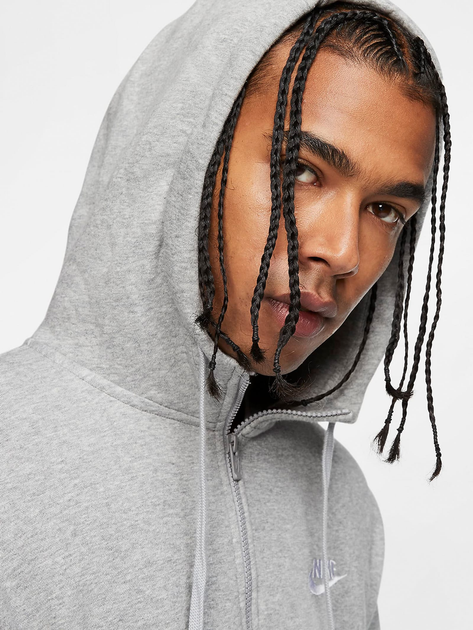 Толстовка на флісі на блискавці чоловіча Nike M Nsw Club Hoodie Fz Bb BV2645-063 M Сіра (193147702545) - зображення 4