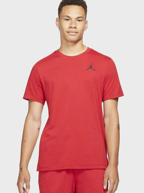 Футболка хлопковая длинная мужская Jordan M J Jumpman Emb Ss Crew DC7485-687 L Червона (195238739546) - зображення 1