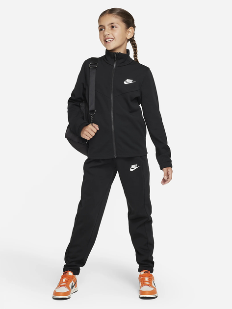 Dres młodzieżowy dziewczęcy Nike K Nsw Tracksuit Poly Fz Hbr FD3067-010 146-152 cm (L) Czarny (196607053058) - obraz 1