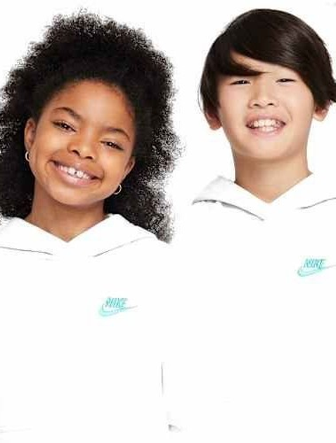 Підліткове тепле худі для дівчинки Nike K Nsw Club Flc Hdy Lbr FD3000-025 134-140 см (M) Біле (197859889310) - зображення 3