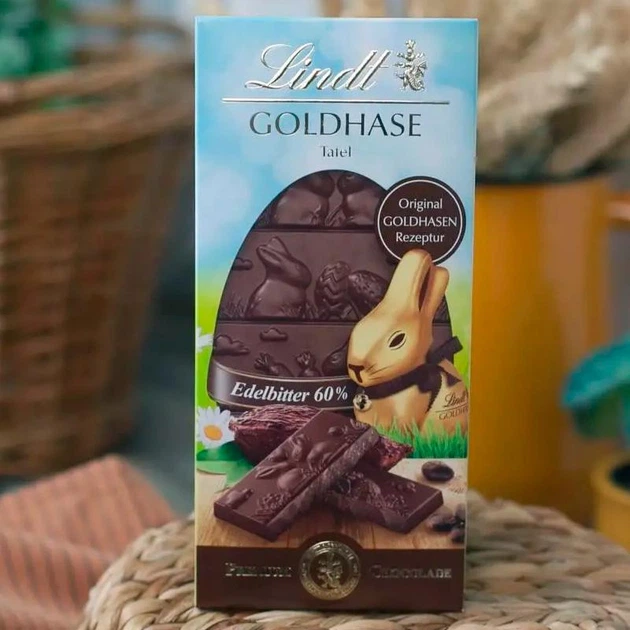 Шоколад чорний 60% Lindt Goldhase 120 гр - Фото 1 Шоколад чорний 60% Lindt Goldhase 120 гр - зображення 1