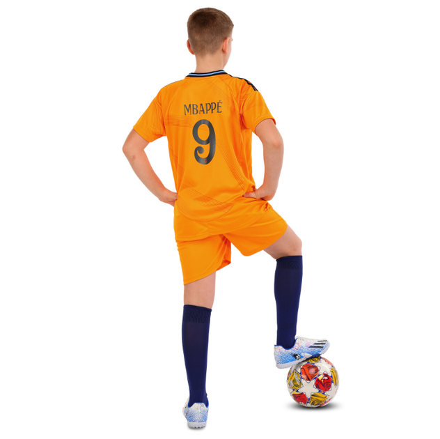Форма футбольна дитяча з символікою футбольного клуба REAL MADRID MBAPPE 9 гостьова 2025 SP-Sport CO-4638 (розмір 20 (115-125 см), помаранчевий) - Фото 6 Форма футбольна дитяча з символікою футбольного клуба REAL MADRID MBAPPE 9 гостьова 2025 SP-Sport CO-4638 (розмір 20 (115-125 см), помаранчевий) - изображение 6