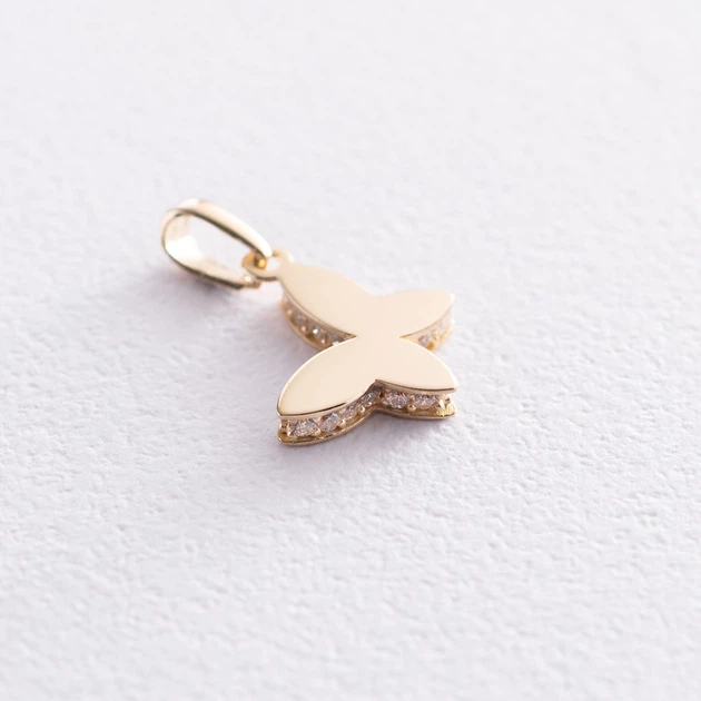 Золотая подвеска Бабочка с фианитами п03485 Оникс от